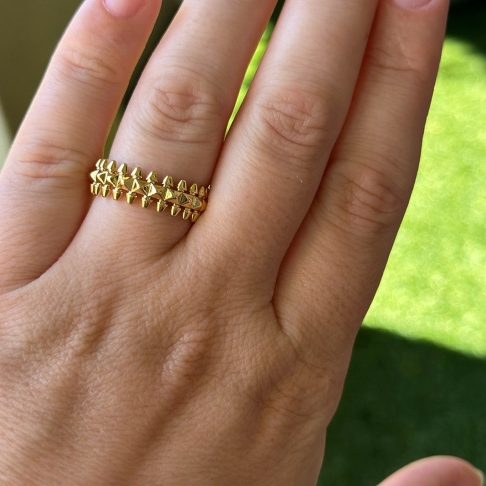 Clash De Gold Style 18k Gold Plated Spiked Ring - Picture 3 of 3